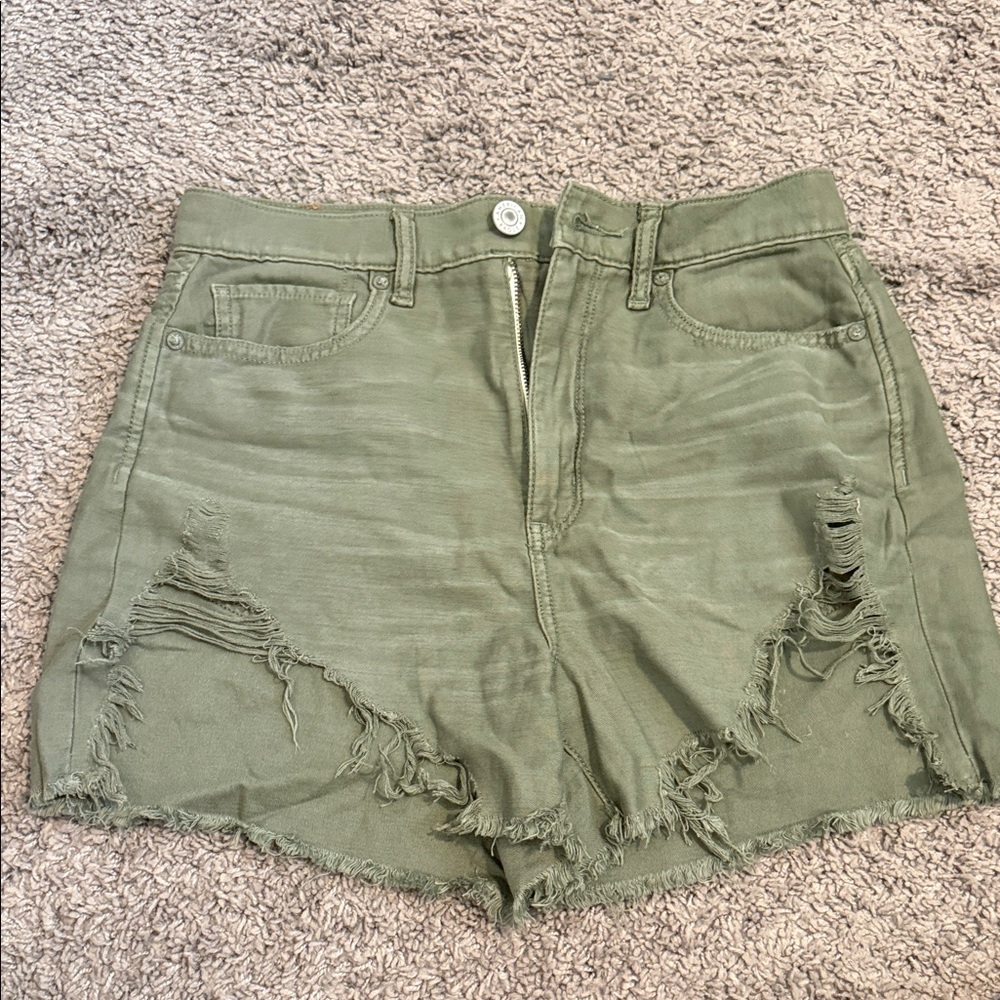American Eagle, outfitters jean shorts Olive Green Distressed Women Shorts